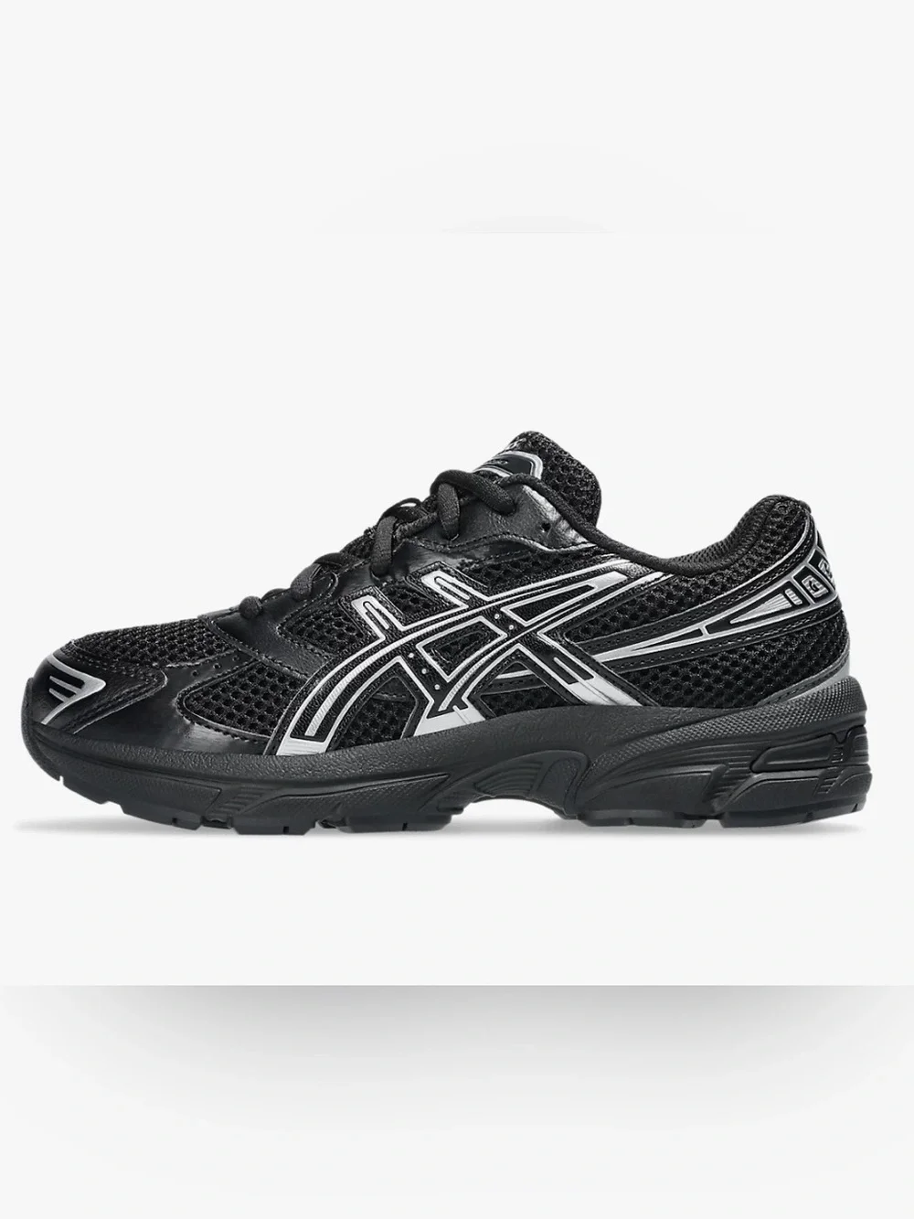 Asics Black Mesh Athletic Sneaker with Silver Logo